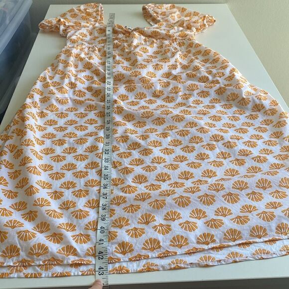 J. Crew Factory Orange Floral Puff-Sleeve Twist-Front Midi Dress Size 8 - Picture 15 of 15
